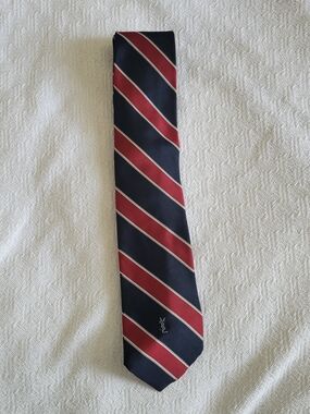 Yves Saint Laurent Navy and Burgundy Diagonal Stripe Tie
